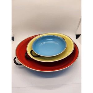 Mid-Century Modern Yugoslavia Enamelware Pans~ Paella Pans Set of 3